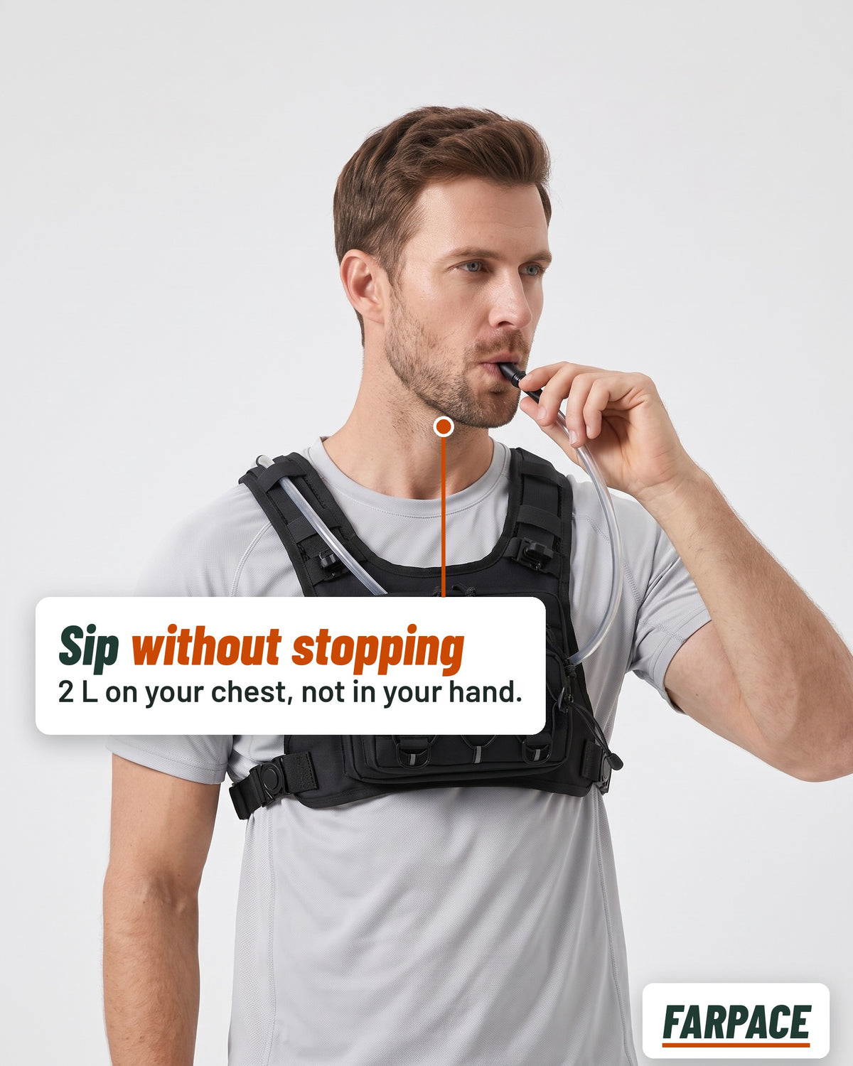 Runner sipping from the Farpace tube